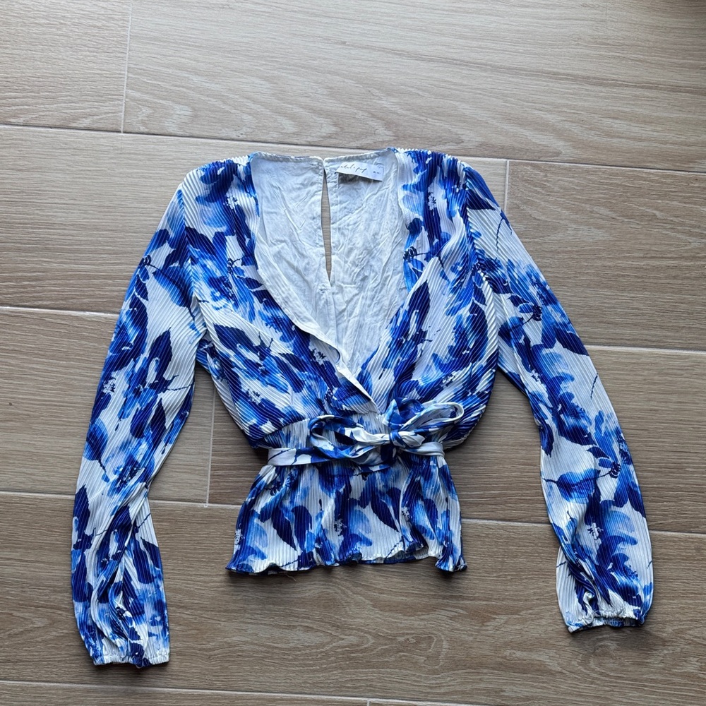 Petal & Pup Blue and White Floral Blouse